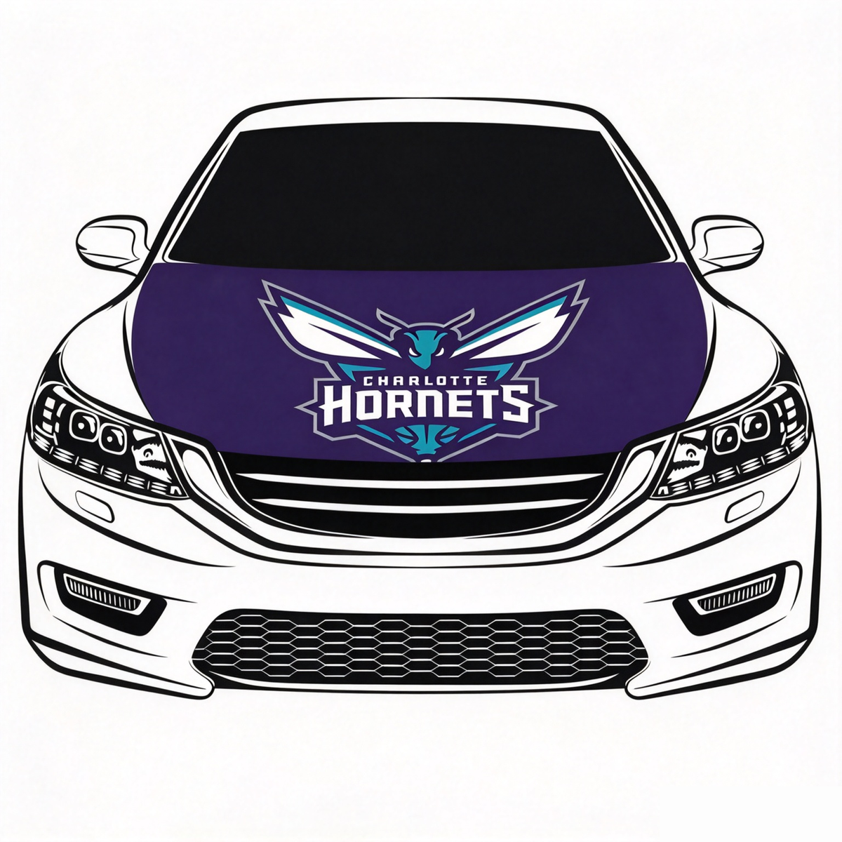 Charlotte Hornets Flag Car Hood Cover Flag , NBA Engine Banner,4X5ft,/6X7FT100% Polyester Elastic Fabrics Can be Washed
