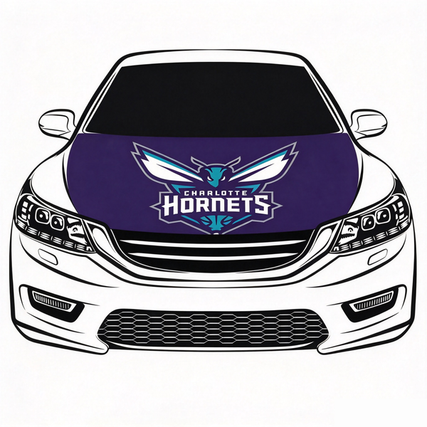 Charlotte Hornets Flag Car Hood Cover Flag , NBA Engine Banner,4X5ft,/6X7FT100% Polyester Elastic Fabrics Can be Washed