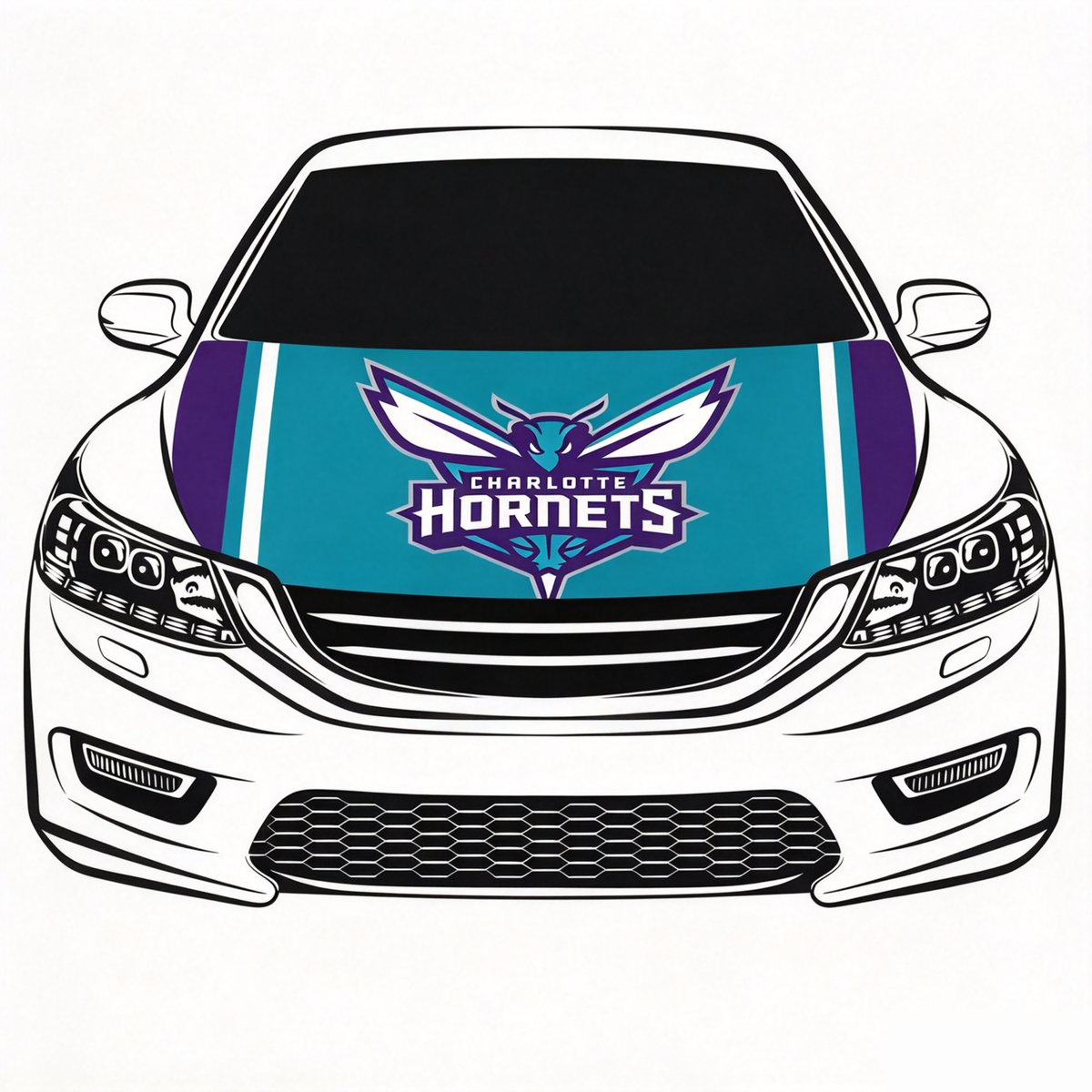 Charlotte Hornets Flag Car Hood Cover Flag , NBA Engine Banner,4X5ft,/6X7FT100% Polyester Elastic Fabrics Can be Washed