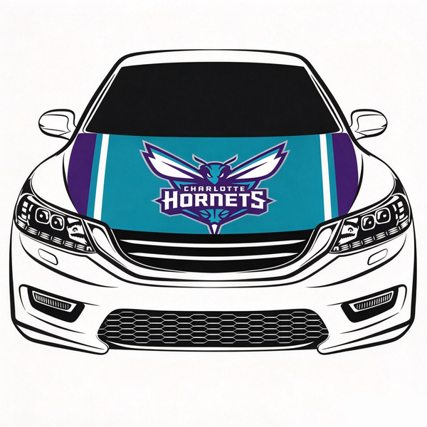 Charlotte Hornets Flag Car Hood Cover Flag , NBA Engine Banner,4X5ft,/6X7FT100% Polyester Elastic Fabrics Can be Washed