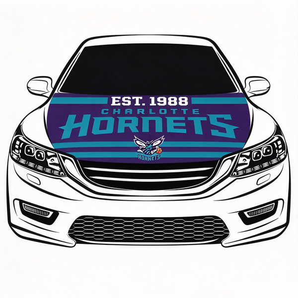 Charlotte Hornets Flag Car Hood Cover Flag , NBA Engine Banner,4X5ft,/6X7FT100% Polyester Elastic Fabrics Can be Washed