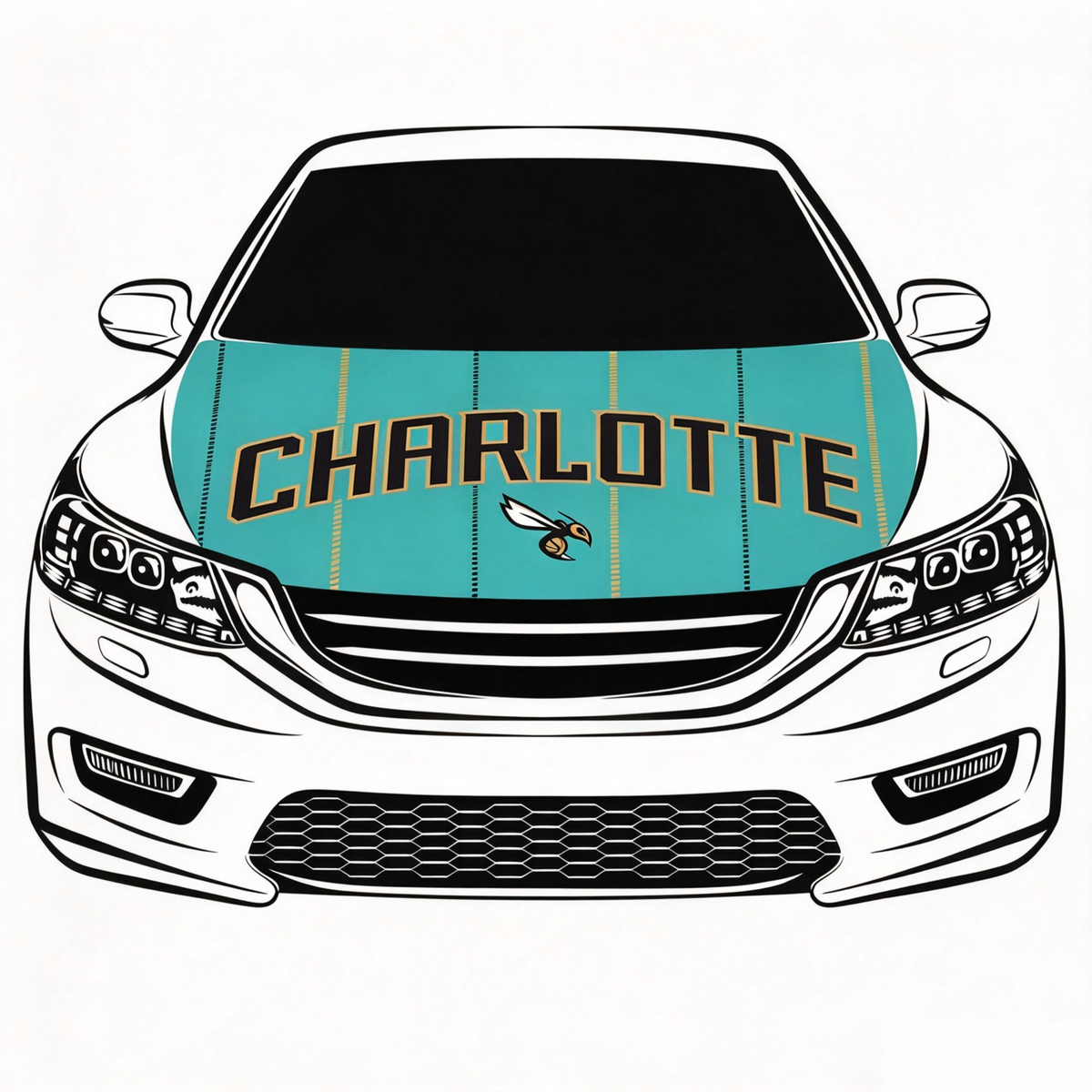 Charlotte Hornets Flag Car Hood Cover Flag , NBA Engine Banner,4X5ft,/6X7FT100% Polyester Elastic Fabrics Can be Washed
