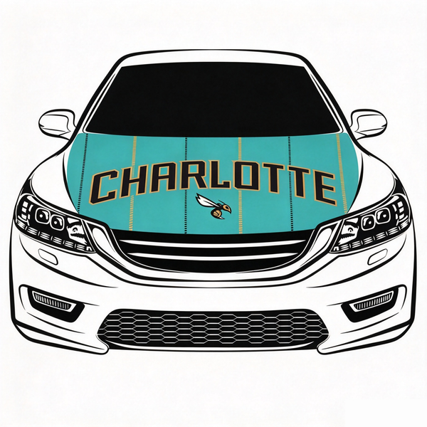 Charlotte Hornets Flag Car Hood Cover Flag , NBA Engine Banner,4X5ft,/6X7FT100% Polyester Elastic Fabrics Can be Washed