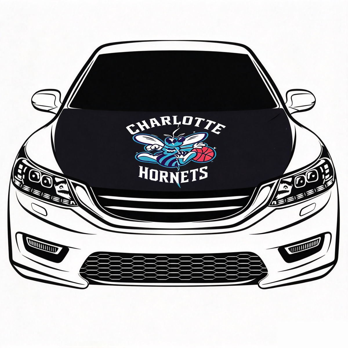 Charlotte Hornets Flag Car Hood Cover Flag , NBA Engine Banner,4X5ft,/6X7FT100% Polyester Elastic Fabrics Can be Washed