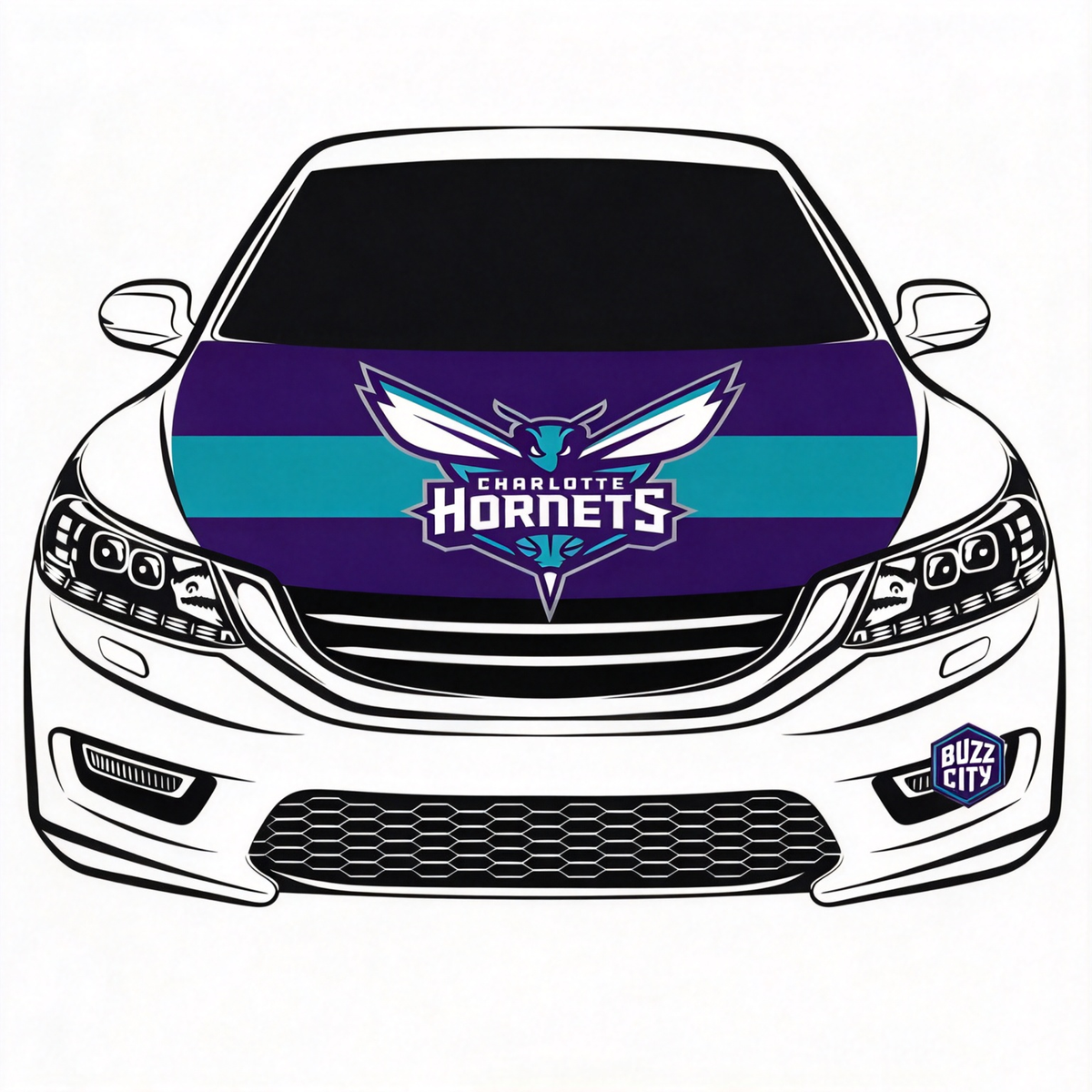 Charlotte Hornets Flag Car Hood Cover Flag , NBA Engine Banner,4X5ft,/6X7FT100% Polyester Elastic Fabrics Can be Washed