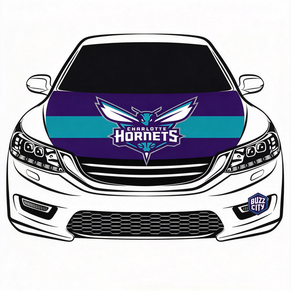 Charlotte Hornets Flag Car Hood Cover Flag , NBA Engine Banner,4X5ft,/6X7FT100% Polyester Elastic Fabrics Can be Washed