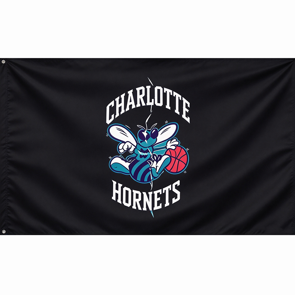 Charlotte Hornets Flag-NBA 3x5 FT Charlotte Hornets Basketball Banner-100% polyester-One sided / double sided