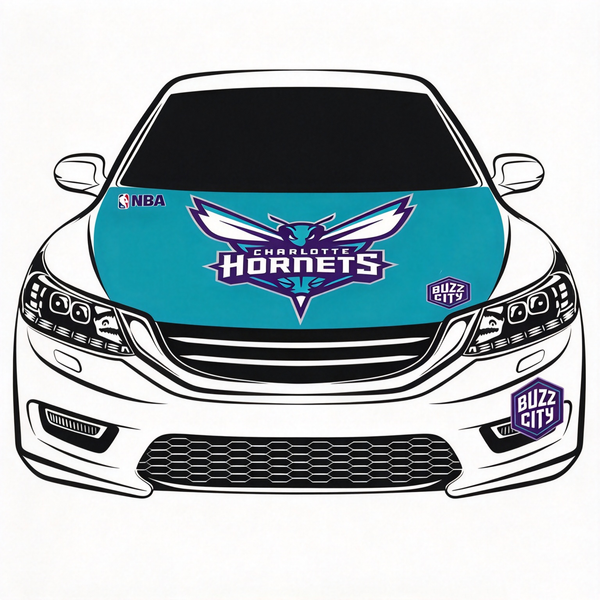 Charlotte Hornets Flag Car Hood Cover Flag , NBA Engine Banner,4X5ft,/6X7FT100% Polyester Elastic Fabrics Can be Washed