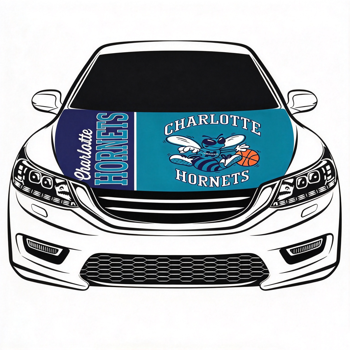 Charlotte Hornets Flag Car Hood Cover Flag , NBA Engine Banner,4X5ft,/6X7FT100% Polyester Elastic Fabrics Can be Washed