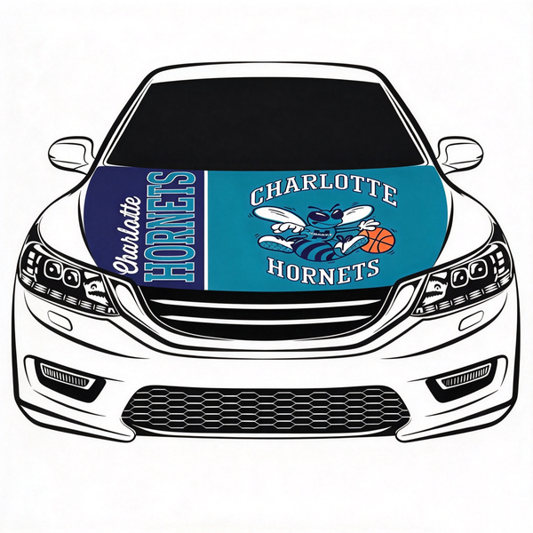 Charlotte Hornets Flag Car Hood Cover Flag , NBA Engine Banner,4X5ft,/6X7FT100% Polyester Elastic Fabrics Can be Washed