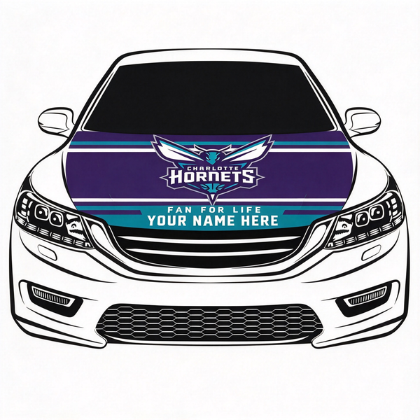 Charlotte Hornets Flag Car Hood Cover Flag , NBA Engine Banner,4X5ft,/6X7FT100% Polyester Elastic Fabrics Can be Washed