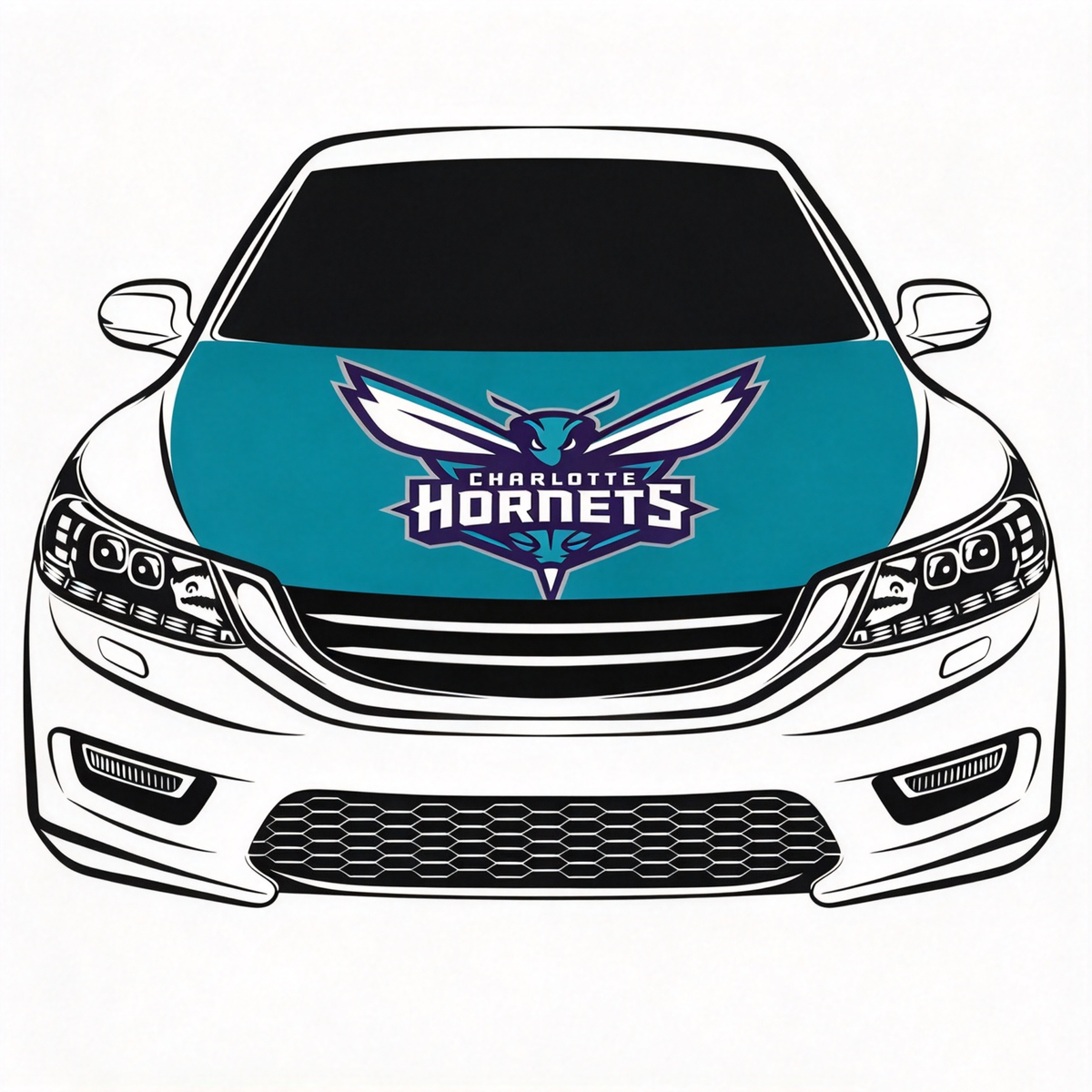 Charlotte Hornets Flag Car Hood Cover Flag , NBA Engine Banner,4X5ft,/6X7FT100% Polyester Elastic Fabrics Can be Washed