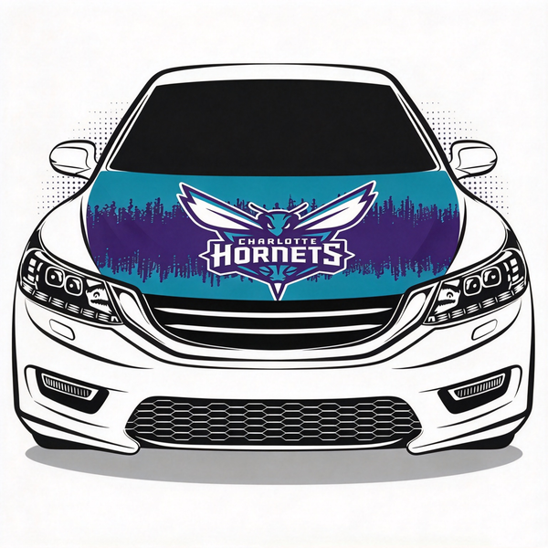 Charlotte Hornets Flag Car Hood Cover Flag , NBA Engine Banner,4X5ft,/6X7FT100% Polyester Elastic Fabrics Can be Washed