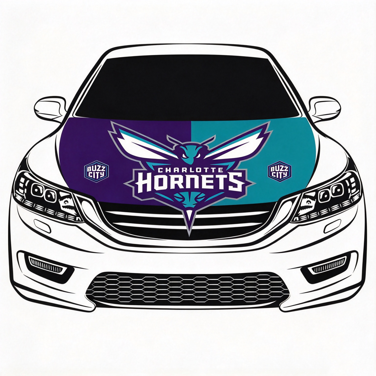 Charlotte Hornets Flag Car Hood Cover Flag , NBA Engine Banner,4X5ft,/6X7FT100% Polyester Elastic Fabrics Can be Washed