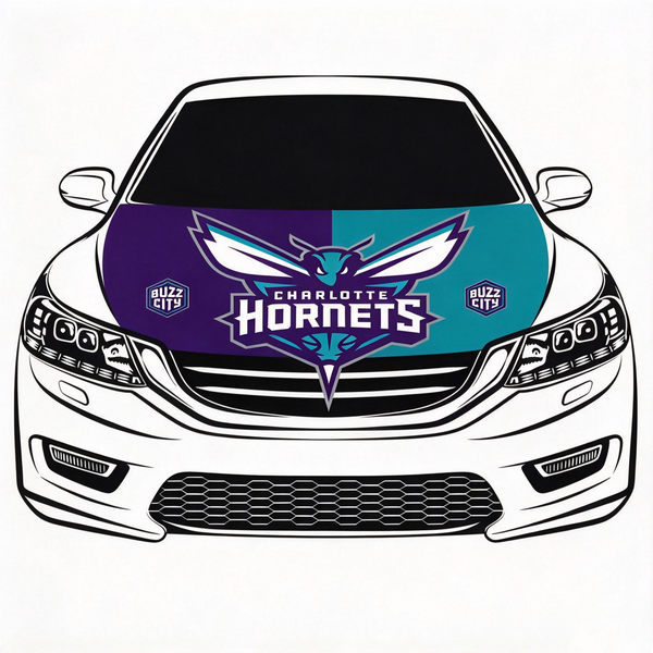 Charlotte Hornets Flag Car Hood Cover Flag , NBA Engine Banner,4X5ft,/6X7FT100% Polyester Elastic Fabrics Can be Washed