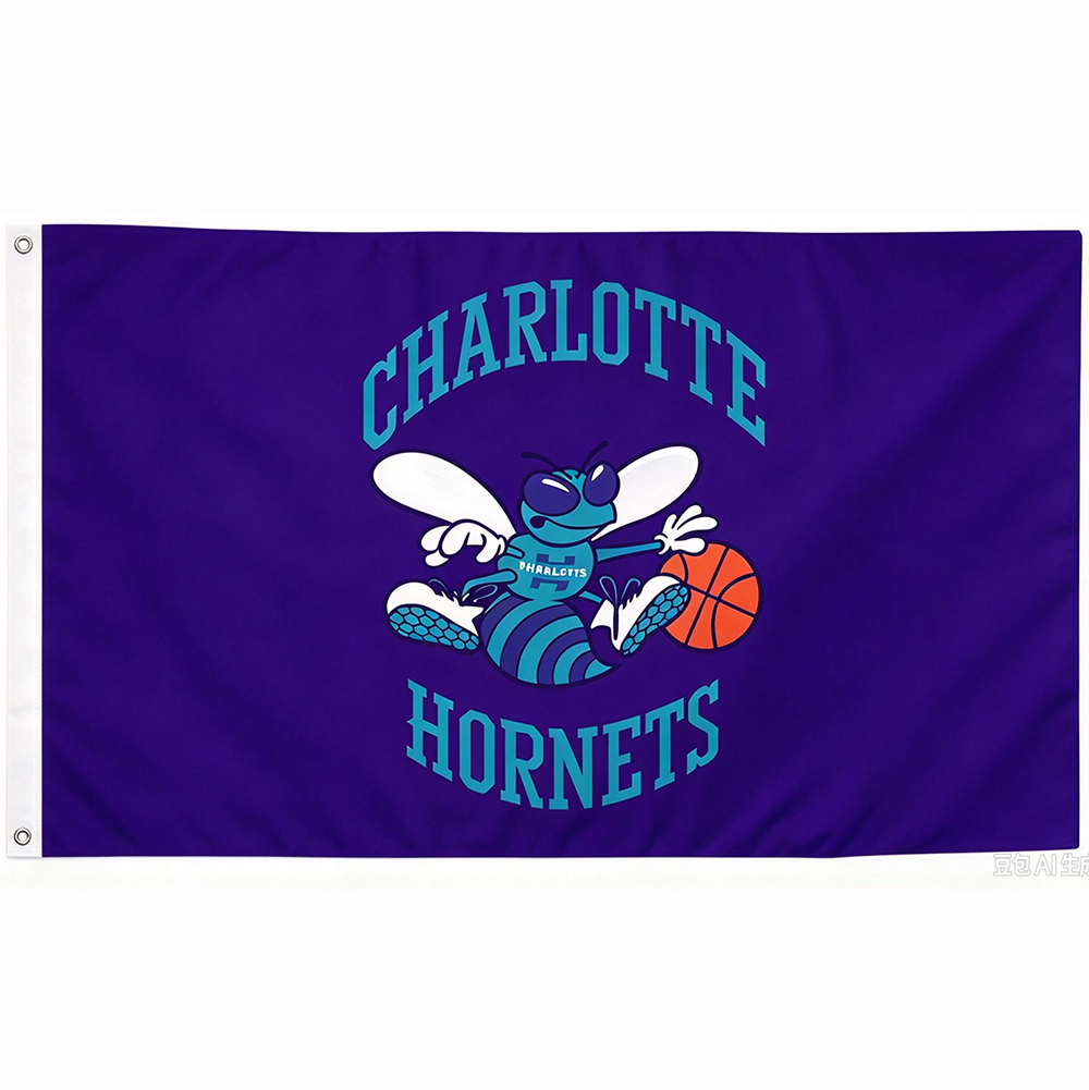 Charlotte Hornets Flag-NBA 3x5 FT Charlotte Hornets Basketball Banner-100% polyester-One sided / double sided