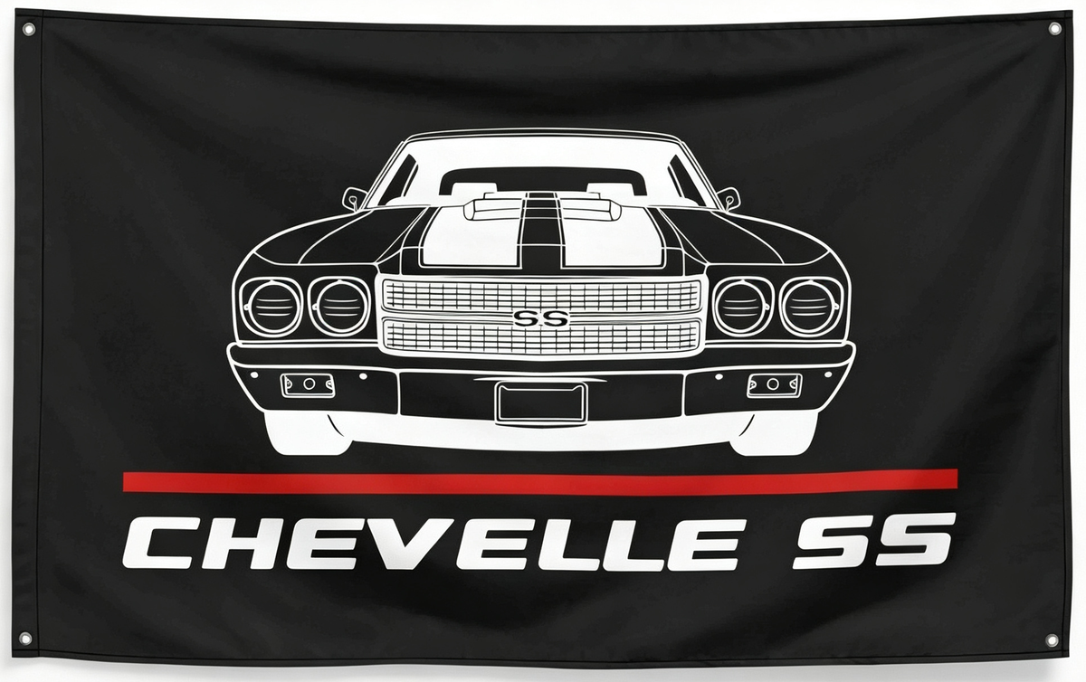 Chevrolet Chevelle SS 1970 Flag -3x5 ft Chevelle 1967  Banner-Malibu 1970 Chevelle SS 454 100% polyester-2 Metal Grommets-One sided /Two sided