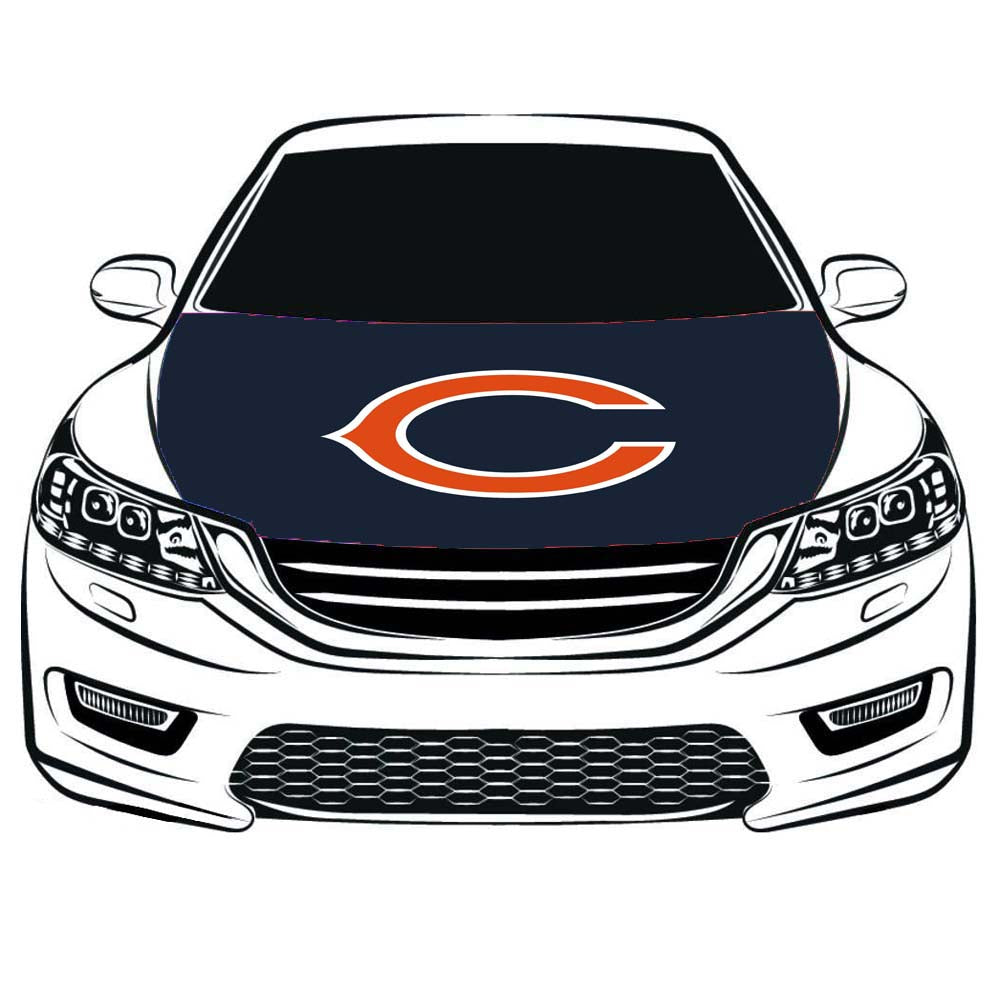 NFL Chicago Bears Flag， Car Hood Cover Flag ,Engine Banner Flag of Chicago Bears,3.3X5ft,/6X7FT 100% Polyester Elastic Fabrics Can be Washed Suitable for large SUV and Pickup Trucks