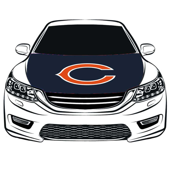 NFL Chicago Bears Flag， Car Hood Cover Flag ,Engine Banner Flag of Chicago Bears,3.3X5ft, 100% Polyester Elastic Fabrics Can be Washed Suitable for large SUV and Pickup Trucks