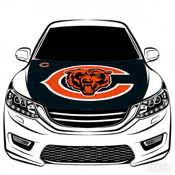 Chicago Bears NFL Car Hood Cover Flag , Engine Banner,4X5ft,/6X7FT100% Polyester Elastic Fabrics Can be Washed