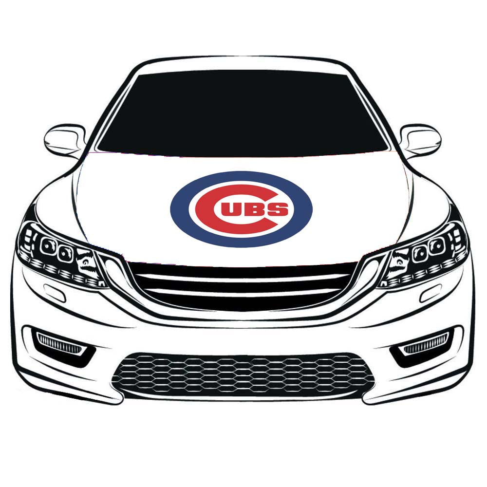 MLB Chicago Cubs Flag, Car Hood Cover Flag ,Engine Banner of Cubs,3.3X5ft, /6X7FT100% Polyester Elastic Fabrics Can be Washed Suitable for large SUV and Pickup Trucks