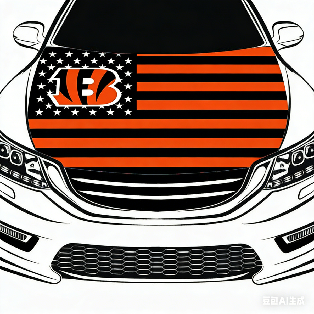Cincinnati Bengals NFL Car Hood Cover Flag , Engine Banner,4X5ft,/6X7FT100% Polyester Elastic Fabrics Can be Washed