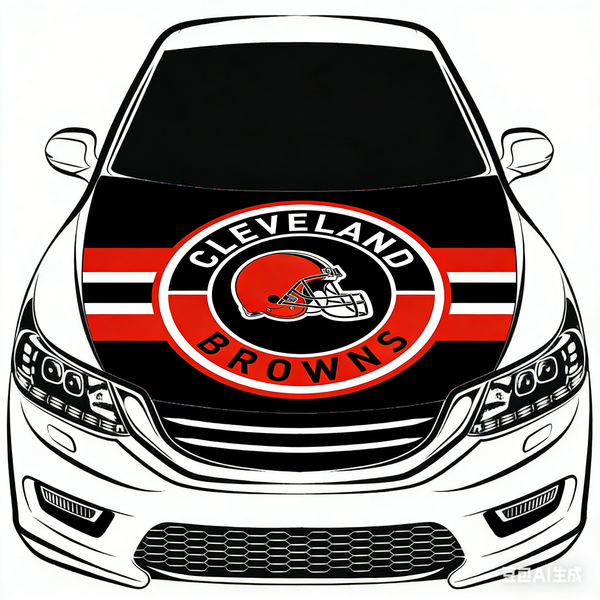 Cleveland Browns NFL Car Hood Cover Flag , Engine Banner,4X5ft,/6X7FT100% Polyester Elastic Fabrics Can be Washed