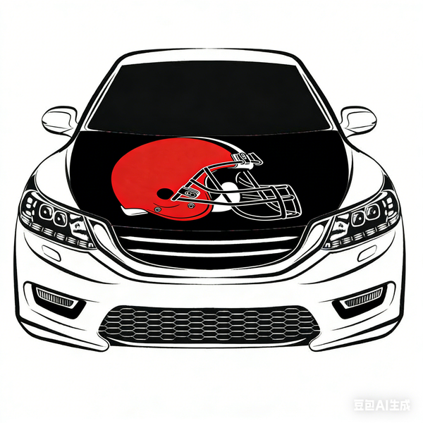 Cleveland Browns NFL Car Hood Cover Flag , Engine Banner,4X5ft,/6X7FT100% Polyester Elastic Fabrics Can be Washed