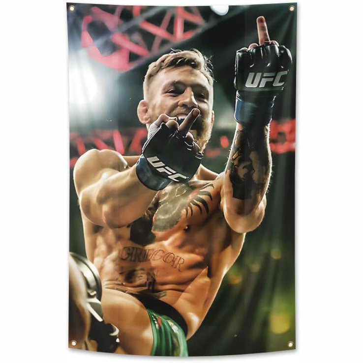 Conor McGregor Boxing Flag- 3x5 ft Funny Poster Durable Man Cave Wall Flag-Tapestry for College Dorm Room Decor,Outdoor,Bedroom, Parties gifts, travel, filming,events,festivals..