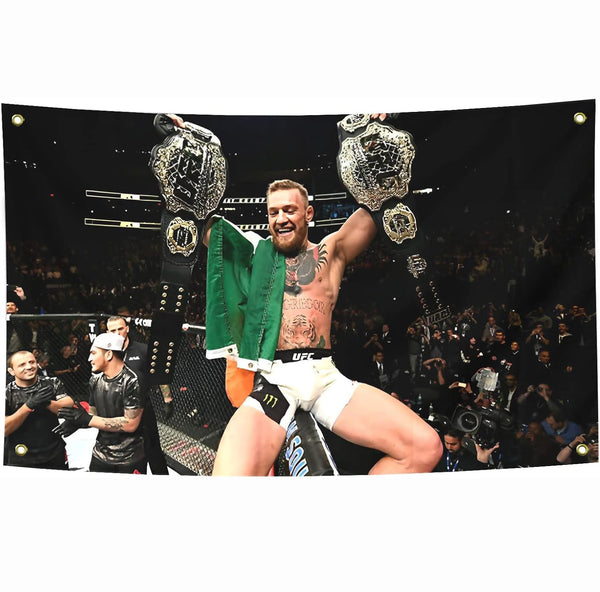 Conor McGregor Boxing Flag- 3x5 ft Funny Poster Durable Man Cave Wall Flag-Tapestry for College Dorm Room Decor,Outdoor,Bedroom, Parties gifts, travel, filming,events,festivals..