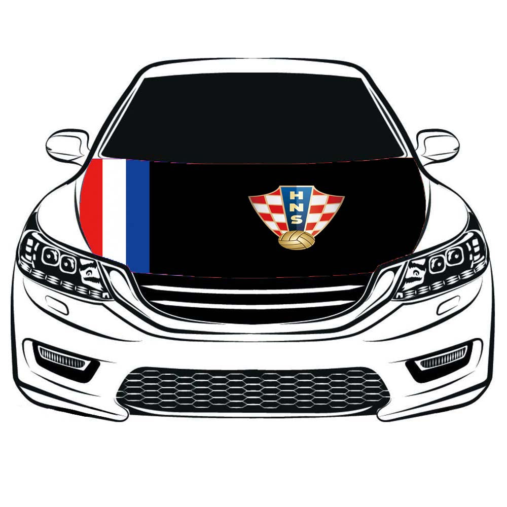 Croatia Football National Team Car Hood Cover Flag , HNS Engine Banner,3.3X5ft,100% Polyester Elastic Fabrics Can be Washed