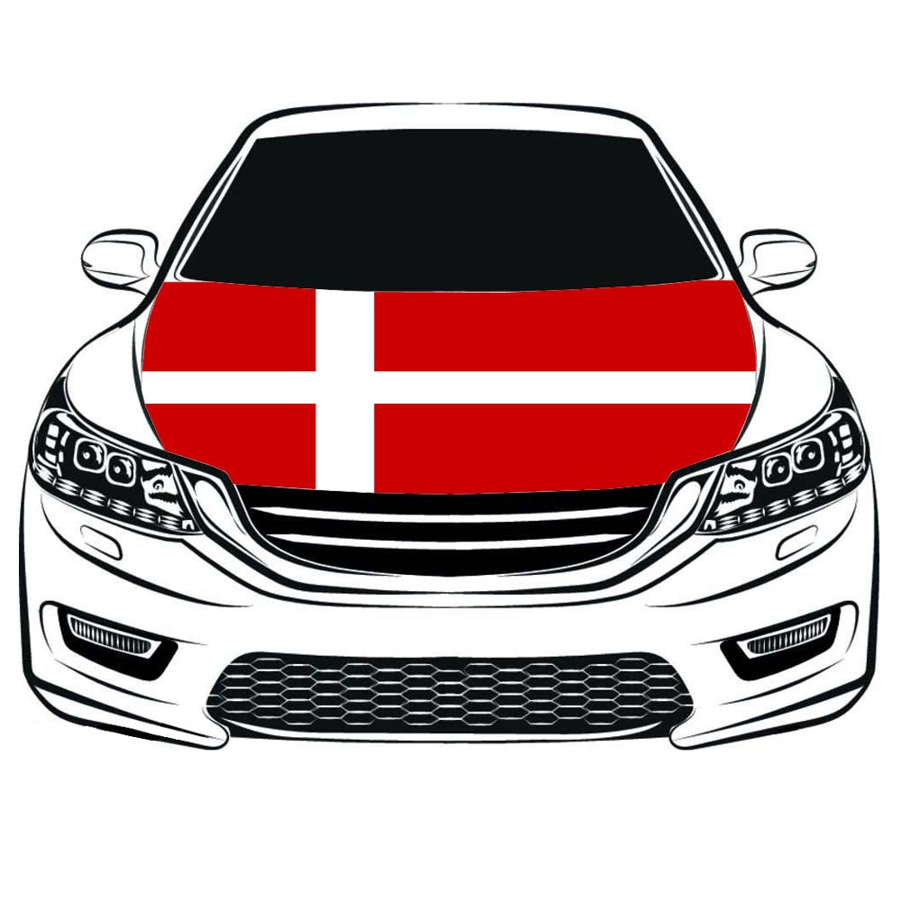 Denmark Car Hood Cover Flag , Engine Banner The Kingdom of Denmark ,3.3X5ft,6X7FT100% Polyester Elastic Fabrics Can be Washed