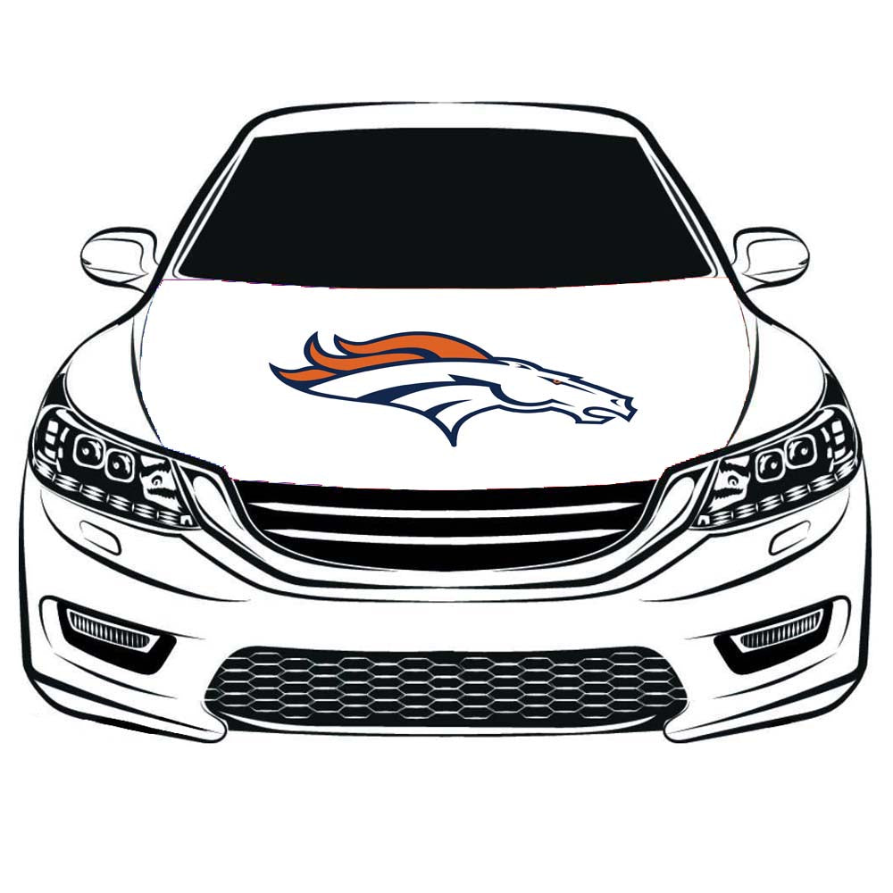 Denver Broncos Car Hood Cover Flag , Engine Banner Denver Broncos ,3.3X5ft,/6X7FT100% Polyester Elastic Fabrics Can be Washed