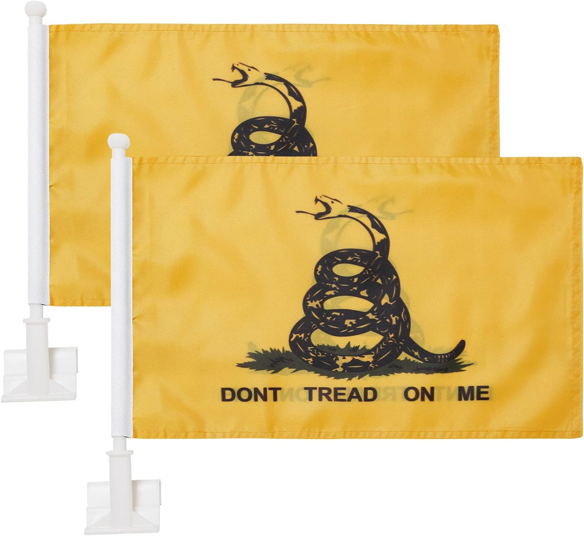Dont Tread On Me Flag Car Window Flag Tea Party Flag 11X18Inch(28x46cm) 100% Polyester, Strong White Flagpole