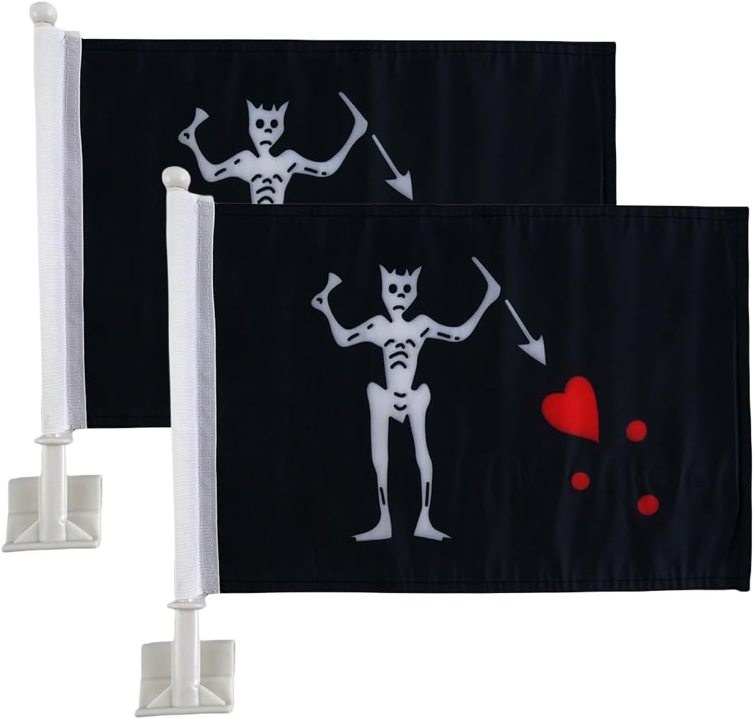Edward Pirates Flag Car Window Flag of Edward Pirates 11X18Inch(28x46cm) 100% Polyester, Strong White Flagpole