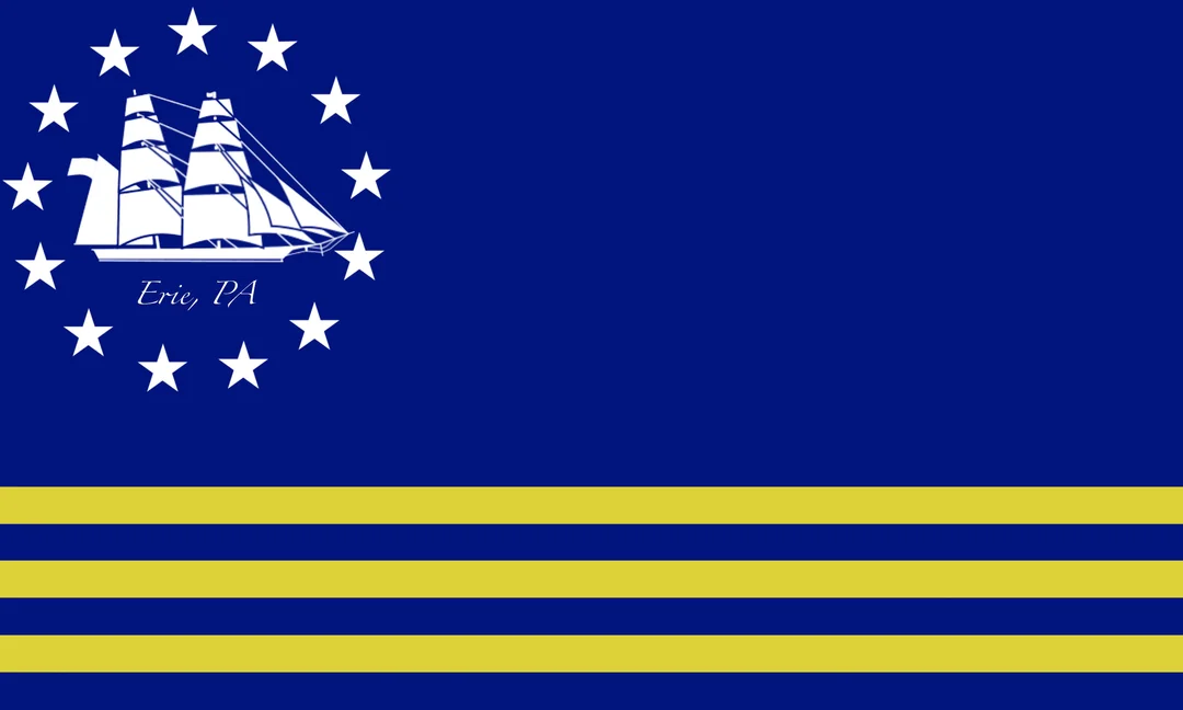 Pennsylvania City of Erie Flag-3x5 ft Banner -100% polyester-2 Metal Grommets-One sided /Two sided