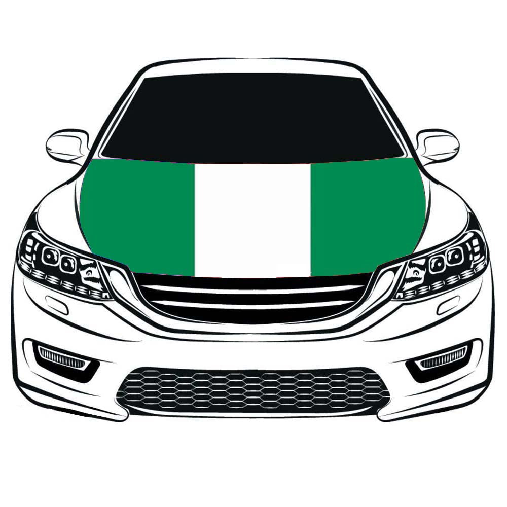 Nigerian flag，Car Hood Cover Flag of The Federal Republic of Nigeria, Engine Banner Flags Nigeria,3.3X5ft/6X7FT,100% Polyester Elastic Fabrics Can be Washed
