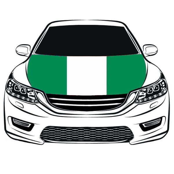 Nigerian flag，Car Hood Cover Flag of The Federal Republic of Nigeria, Engine Banner Flags Nigeria,3.3X5ft,100% Polyester Elastic Fabrics Can be Washed