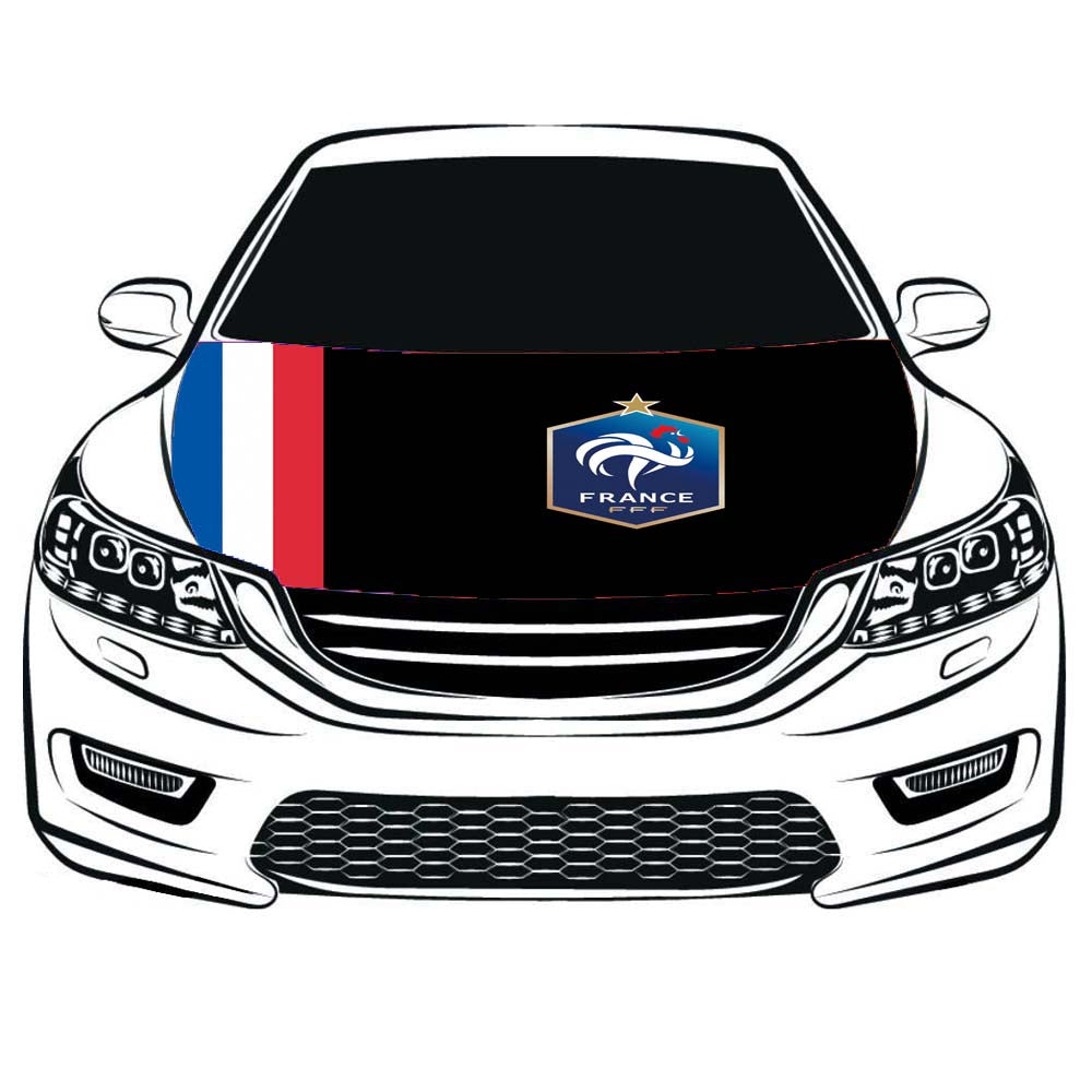France National Team Car Hood Cover Flag , Engine Banner France FFF,3.3X5ft/6X7FT,100% Polyester Elastic Fabrics Can be Washed,France National Men's football team