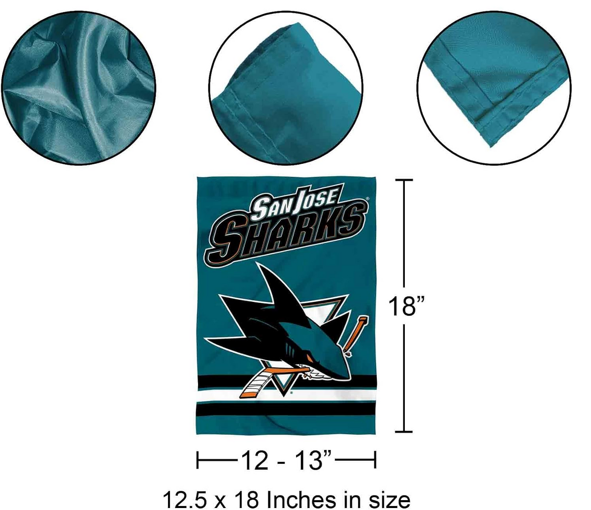 NHL San Jose Sharks Flag - "12.5 x 18" "28 x 40" Inches - San Jose Sharks Garden Flags