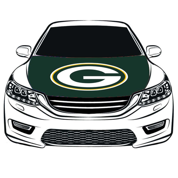 NFL Green Bay Packers Flag, Car Hood Cover Flag , Engine Banner Flag  for Green Bay Packers,3.3X5ft,100% Polyester Elastic Fabrics Can be Washed