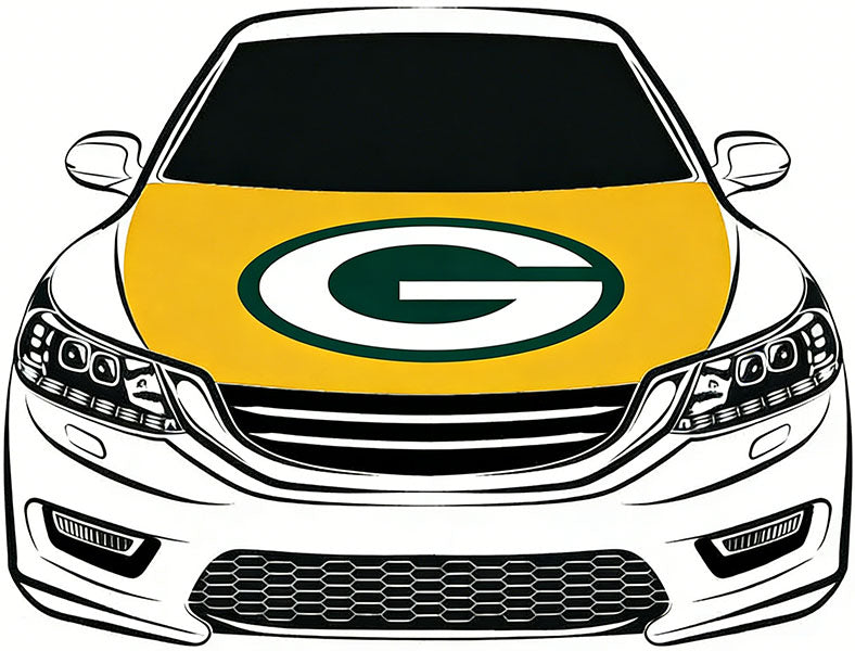 NFL Green Bay Packers Flag, Car Hood Cover Flag , Engine Banner Flag  for Green Bay Packers,3.3X5ft,/6X7FT100% Polyester Elastic Fabrics Can be Washed