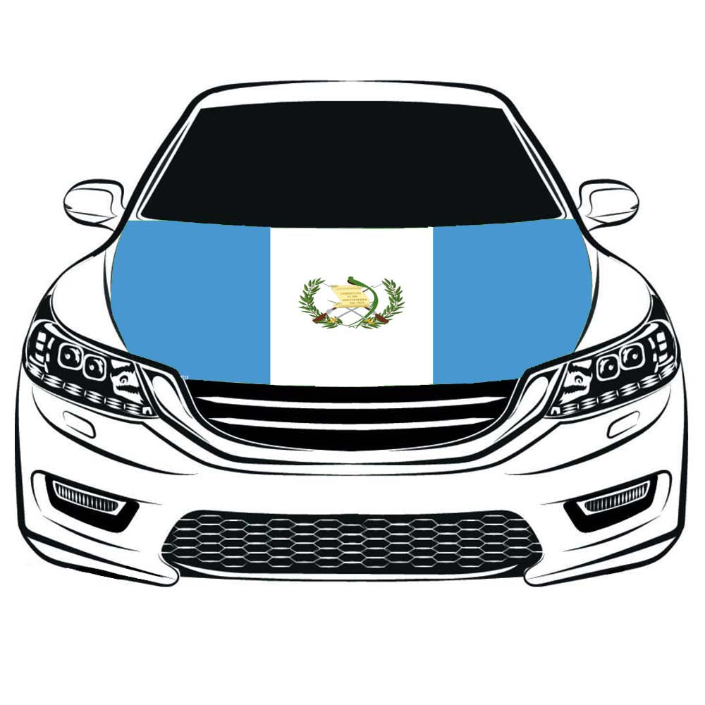 Guatemalan flag， Car Hood Cover Flag of Guatemala ,Engine Banner,3.3X5ft,6X7FT 100% Polyester Elastic Fabrics Can be Washed Suitable for large SUV and Pickup Trucks