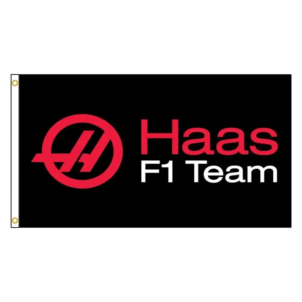 HAAS F1 Team Flag -3x5 ft Banner -100% polyester-2 Metal Grommets-One sided /Two sided