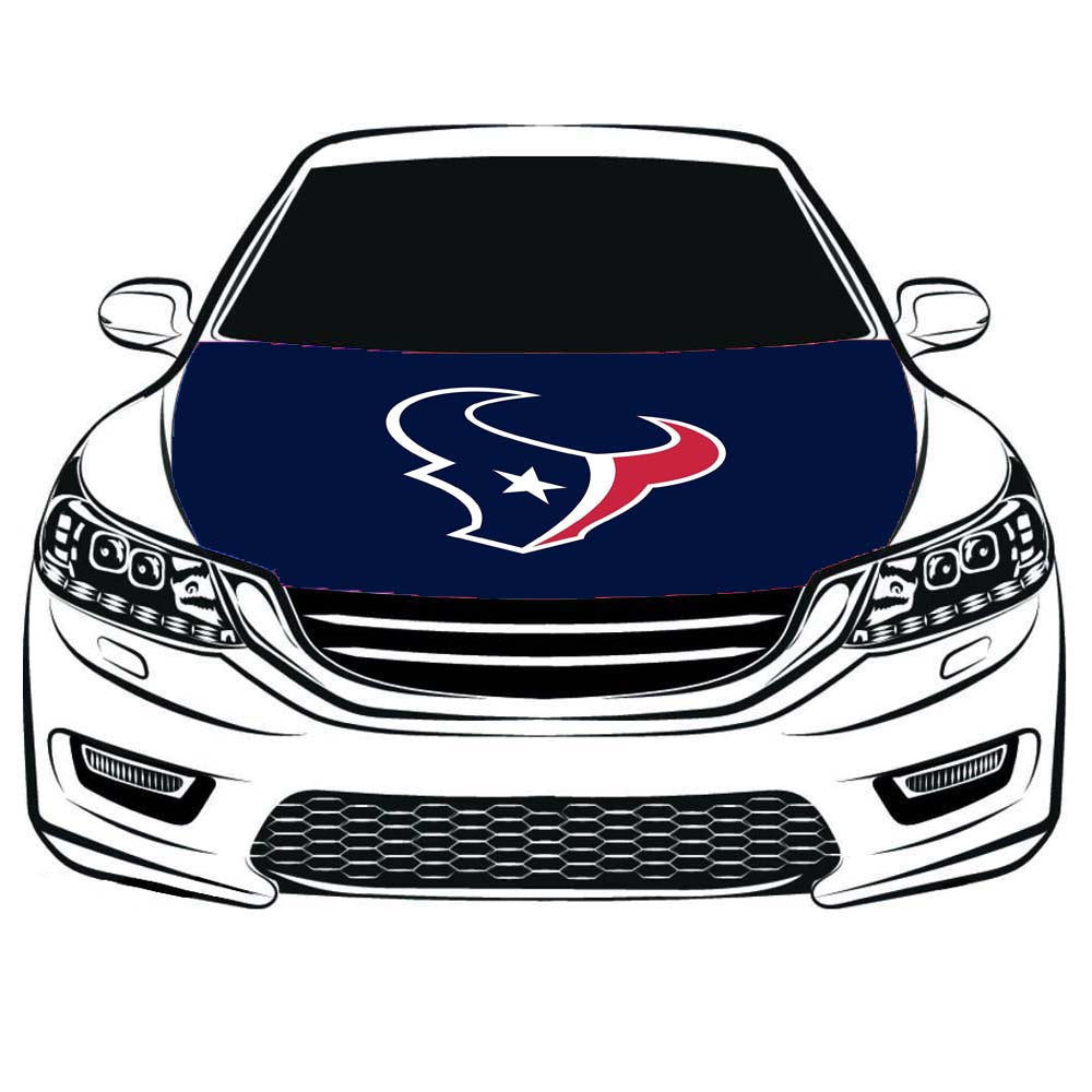 NFL Houston Texans Car Hood Cover Flag ,Engine Banner Flag of Houston Texans,3.3X5ft/6X7FT, 100% Polyester Elastic Fabrics Can be Washed Suitable for large SUV and Pickup Trucks