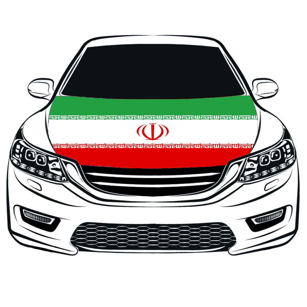 Car Hood Cover Iranian Flag ,Engine Banner Flag of Iran ,3.3X5ft,6X7FT 100% Polyester Elastic Fabrics Can be Washed Suitable for large SUV and Pickup Trucks