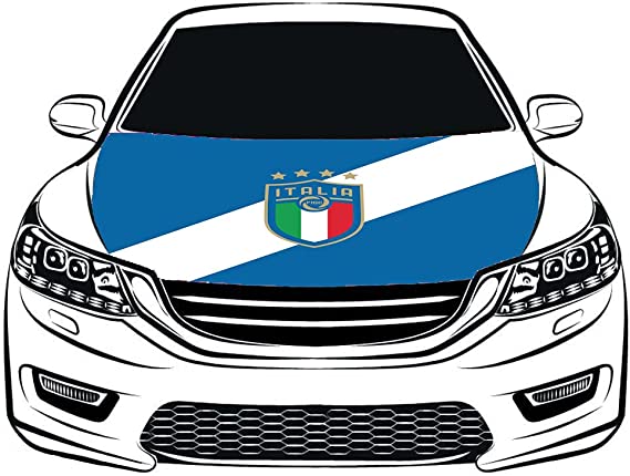 Italy National Football Team Car Hood Cover Flag ,Engine Banner Flag of Italy national team ,3.3X5ft,/6X7FT 100% Polyester Elastic Fabrics Can be Washed Suitable for large SUV and Pickup Trucks