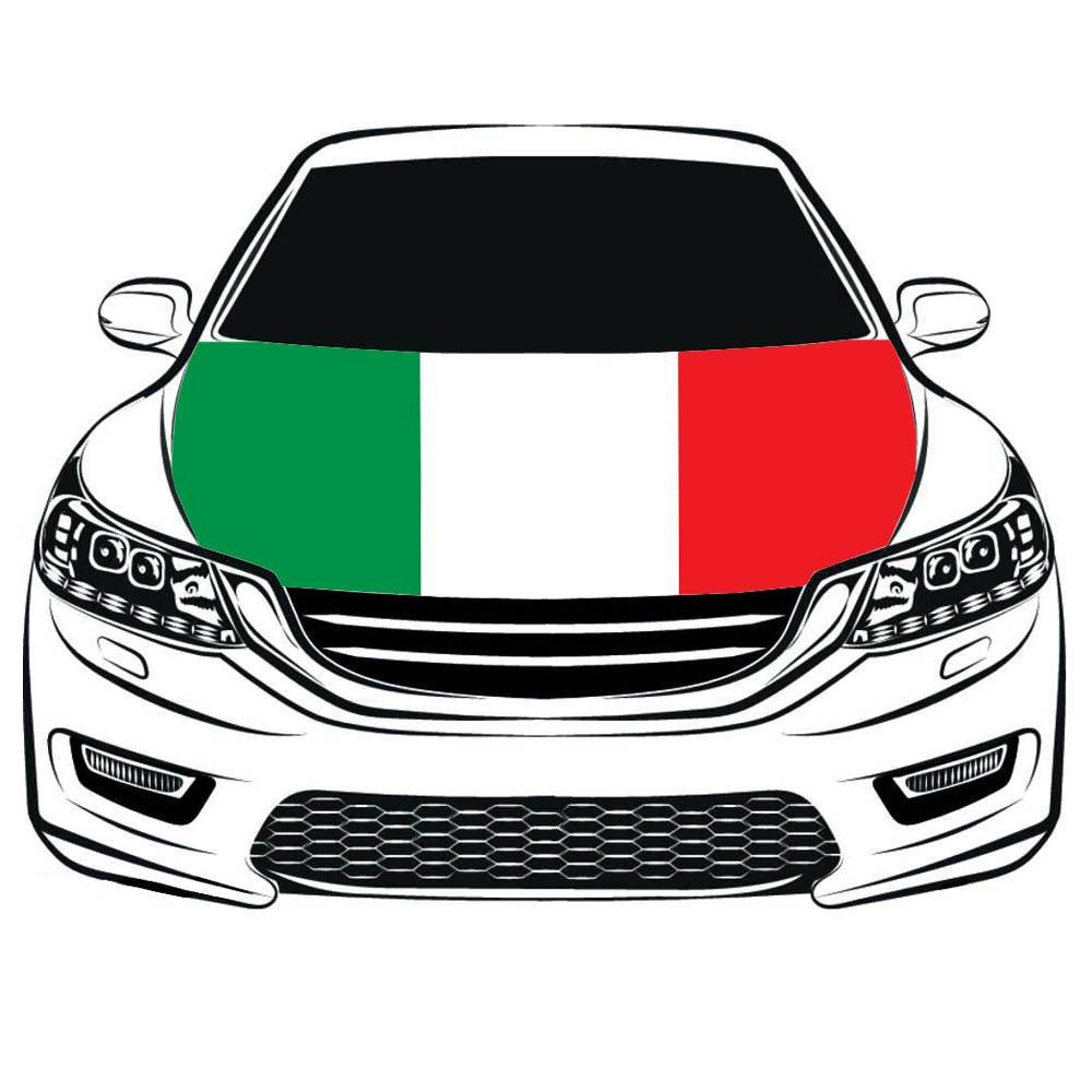 Bandiera d'Italia，Car Hood Cover Italian flag ,Engine Banner Flag of Italy ,3.3X5ft,/6X7FT 100% Polyester Elastic Fabrics Can be Washed Suitable for large SUV and Pickup Trucks