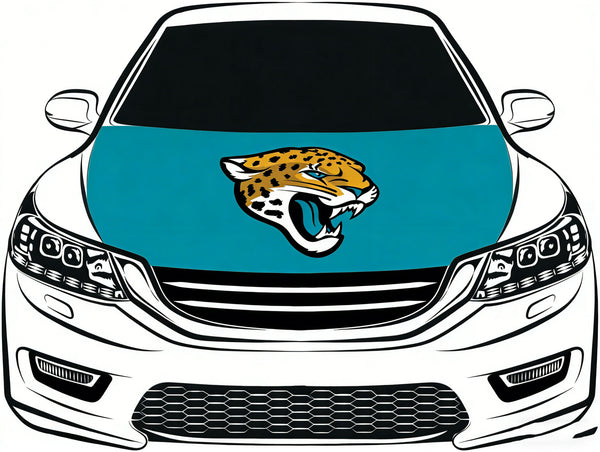 Jacksonville Jaguars Car Hood Cover Flag - 4X5ft,/6X7FT 100% Polyester Elastic Fabrics Can be Washed