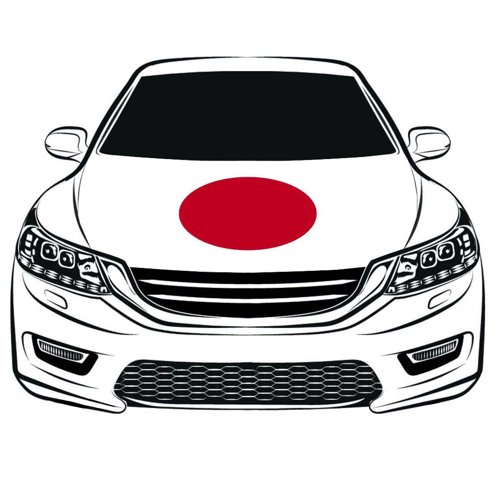 Japan Flag, Car Hood Cover Flag of Japan,Japanese Engine Banner,3.3X5ft/6X7FT,100% Polyester Elastic Fabrics Can be Washed